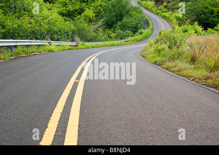 Wicklung von Highway 550 auf dem Weg bis zum Waimea Canyon nur nördlich von Waimea Kauai Hawaii USA Stockfoto