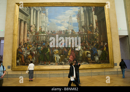 Große Gemälde das letzte Abendmahl mit Jesus im Louvre Museum Stockfoto