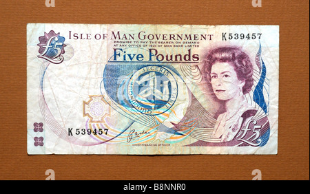 Isle Of Man 5 fünf-Pfund-Banknote Stockfoto