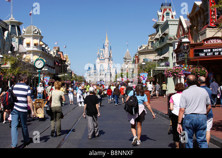 Main Street USA, Walt Disney World Magic Kingdom Themenpark, Orlando, Florida, USA Stockfoto