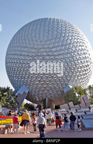 Raumschiff Erde geodätische Kuppel, Themenpark Epcot Center, Walt Disney World, Orlando, Florida, USA Stockfoto