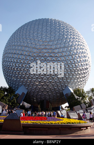 Raumschiff Erde geodätische Kuppel, Themenpark Epcot Center, Walt Disney World, Orlando, Florida, USA Stockfoto