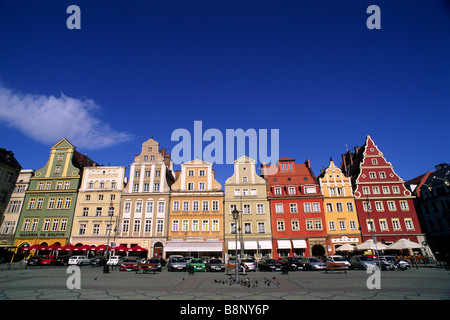 Polen, Breslau, Rynek, Salzmarkt Häuser Stockfoto