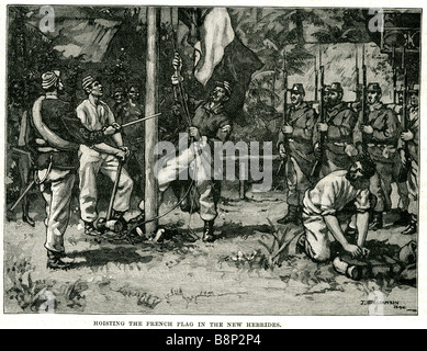 Heben französische neue Hebriden 1886 South Pacific Vanuatu britische Flagge Stockfoto