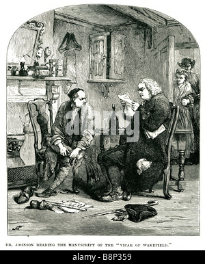 Dr. Johnson liest das Manuskript Vikar von Wakefield Autor Samuel Englisch Grub Street Journalist Dichter Essayist Moralist Stockfoto