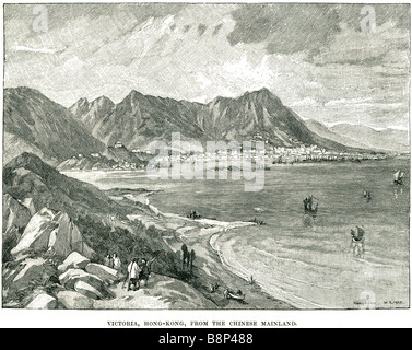 Victoria Hongkong vom chinesischen Festland 1854 Seeschlacht Chinese imperial Stockfoto
