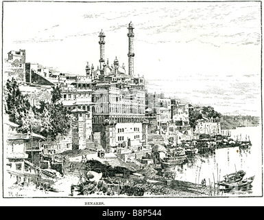 Benares Varanasi Stadt Fluss Ganga Ganges indischen Staat Uttar Pradesh heilig Hindus Stockfoto