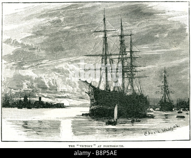 HMS Victory 1805 Portmouth erstklassig Schiff Royal Navy Lord Nelson Flaggschiff Schlacht Trafalgar Stockfoto