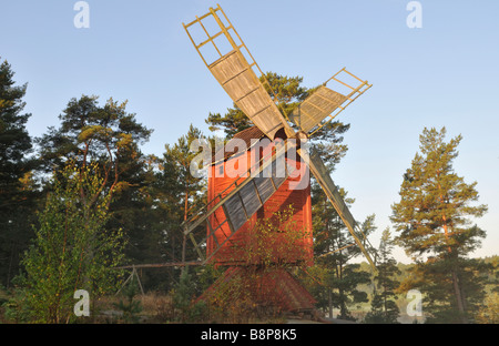 Alte Windmühle am Jan Karlsgarden Freilichtmuseum Aland-Inseln Finnland September 2008 Stockfoto