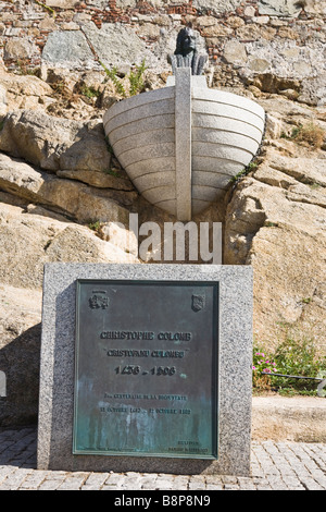 Gedenkstein von Christopher Columbus Platz Christophe Colomb Calvi Korsika Frankreich Stockfoto