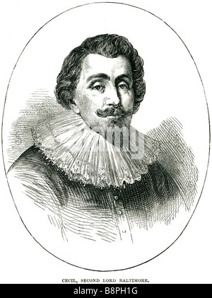 Cecilius Calvert, 2nd Baron Baltimore (8. August 1605 – 30. November 1675), in der Regel genannt Cecil, war ein englischer Kolonisator, w Stockfoto