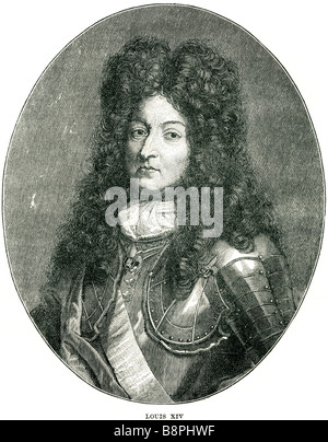 Louis XIV (5. September 1638 – 1. September 1715) regierte als König von Frankreich und Navarra. Er bestieg den Thron, ein paar Monate befo Stockfoto