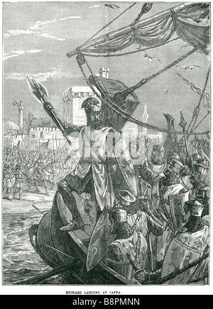 Landung auf Jaffa Richard Richard war ich (8 September 1157 – 6 April 1199), König von England aus 6 Juli 1189 bis zu seinem Tod in 119 Stockfoto