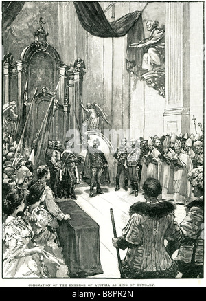 1867 Krönung des Kaisers von Österreich Franz Joseph i. Karl König von Ungarn Stockfoto