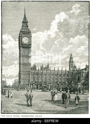 Uhrturm Westminster Palast Big Ben London vier konfrontiert schlagende freistehend Stockfoto