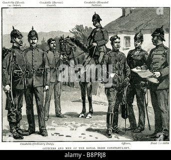 Offiziere Männer Königliche irische Constabulary 1882 große Polizei Derry Belfast Stockfoto