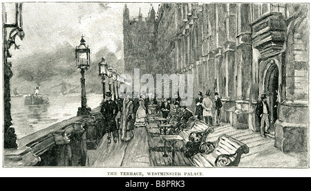 Terrasse von Westminster Palast Häuser des Parlaments London Vereinigtes Königreich Stockfoto