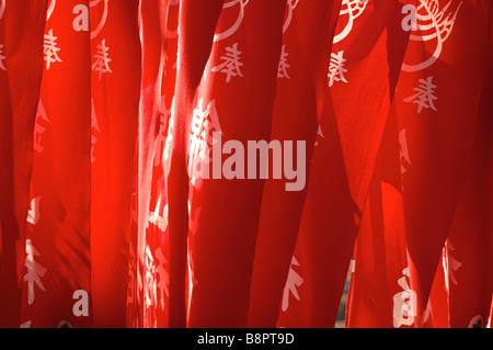 Gebetsfahnen am Shinto-Tempel-Takayama-Japan Stockfoto