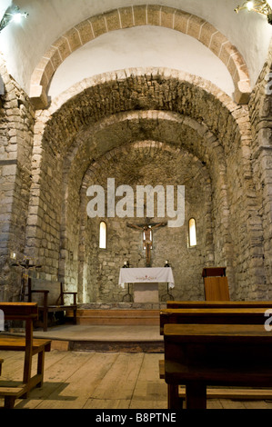 Innenraum der Kirche Sant Feliu de Barruera. Vall de Boí, Katalonien, Spanien. Stockfoto