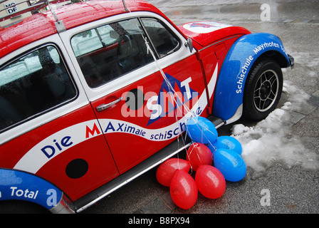 VW Werbung Skischule Mayrhofen-Österreich-Tirol Stockfoto