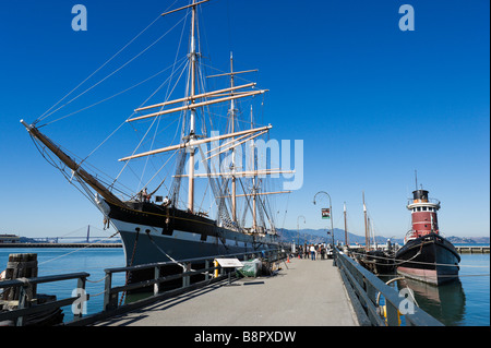 Im 19. Jahrhundert Stahl Rumpf Segelschiff Balclutha im Maritime Museum, Hyde Street Pier, San Francisco, Kalifornien, USA Stockfoto