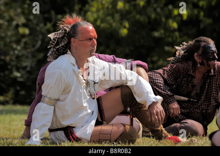 Chief Blackfish und Krieger des Stammes Shawnee bei der Belagerung von Fort Boonesborough Stockfoto