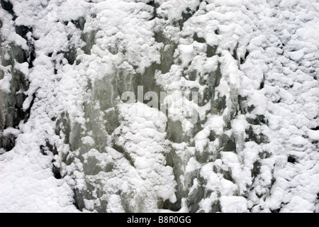 Gefrorenen Wasserfall Eis Oberflächendetails Closeup. Stockfoto