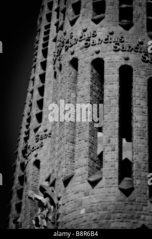 Detail des Turms. Temple Expiatori De La Sagrada Família aka "Sagrada Familia". Barcelona. Spanien Stockfoto