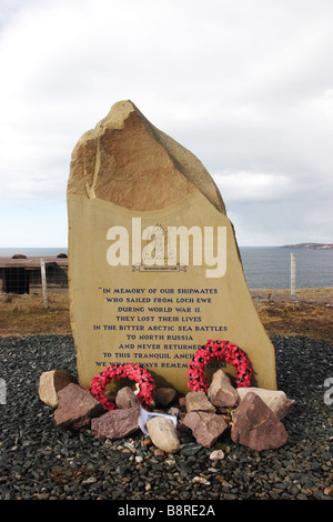 Russischen Konvoi Club Gedenkstein für die Segler, die ihr Leben im 2. Weltkrieg verloren Bucht Loch Ewe, Schottland Stockfoto