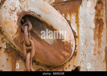 Grytviken, Südgeorgien Insel, UK - Schiffbruch Ankerkette Stockfoto