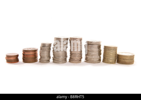 Stapel von englischen Geld im studio Stockfoto