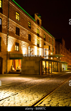 Schottland Edinburgh Leith gepflasterten Fußgängerzone am Leith kommerzielle Kai Stockfoto