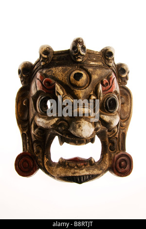 Eine Holzmaske Bhairavas aus Nepal. Stockfoto