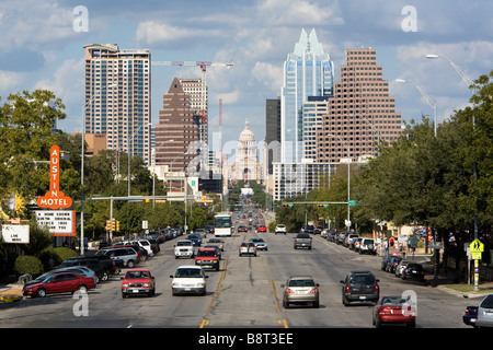 Austin Texas Skyine aus South Congress Avenue Stockfoto