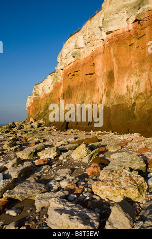 Hunstanton Norfolk Klippe Schichten vom Strand East Anglia England uk gb Stockfoto