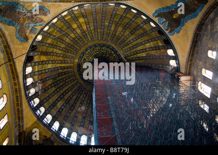 Restaurierung des Innenraums der Hagia Sophia Saint Sophie Mosque in Istanbul, ehemals eine byzantinische Kirche. Stockfoto