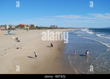 Strand von Santa Monica aus Pier, Santa Monica, Los Angeles, California, Vereinigte Staaten von Amerika Stockfoto