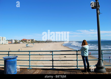 Santa Monica Beach, Santa Monica Pier, Santa Monica, Los Angeles, California, Vereinigte Staaten von Amerika Stockfoto