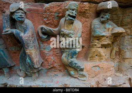 Buddhistische 7.Jahrhundert Felszeichnungen in Dazu, Chongqing, China. Stockfoto