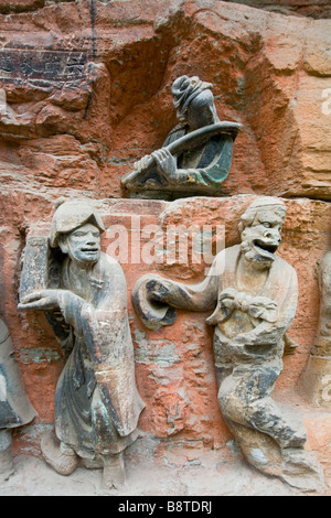 Buddhistische 7.Jahrhundert Felszeichnungen in Dazu, Chongqing, China. Stockfoto