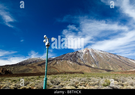 Klima und Wind-Sensor-Anemometer überwacht Wetter im Teide-Nationalpark, den Teide, Teneriffa, Kanarische Inseln-Spanien Stockfoto