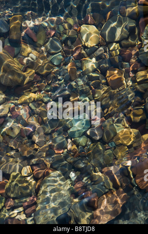 Stream und Kieseln, Glacier National Park, Montana Stockfoto