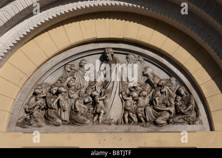 Iglesia San Francisco de Asís de San Felipe, Fassade Detail. Altstadt, Panama City, Republik von Panama, Mittelamerika Stockfoto