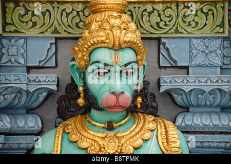 Statue von Hanuman, der Affengott, ein Hindu-Gottheit im Tempel Sri Krishnan, Waterloo Road, Singapur. Stockfoto