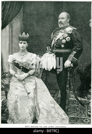 König Edward VII und Königin Alexandra Edward VII. (Albert Edward, 9. November 1841 – 6. Mai 1910) war König des Vereinigten Königreichs und Stockfoto