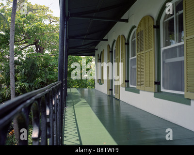 Der oberen Veranda Ernest Hemmingways Hauses in Key West Florida Keys Florida USA Stockfoto