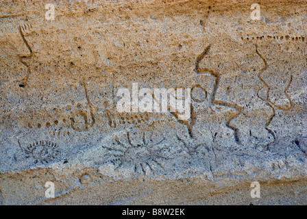 Felsmalereien an Petroglyph Punkt an der Lava Betten Nationaldenkmal Kalifornien USA Stockfoto