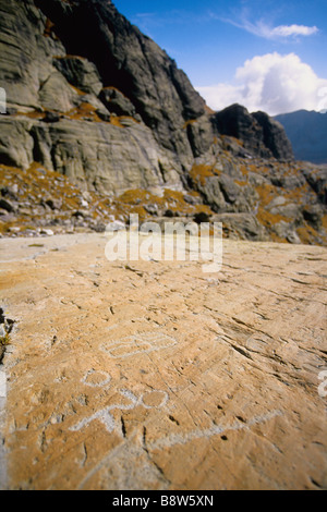 Graved Felsen in der Vallée des Merveilles im Alter zwischen 2500-3000 Jahre vor J.C (Bronzezeit) Stockfoto