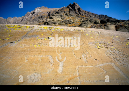 Graved Felsen in der Vallée des Merveilles im Alter zwischen 2500-3000 Jahre vor J.C (Bronzezeit) Stockfoto