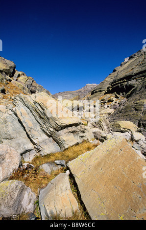 Graved Felsen in der Vallée des Merveilles im Alter zwischen 2500-3000 Jahre vor J.C (Bronzezeit) Stockfoto